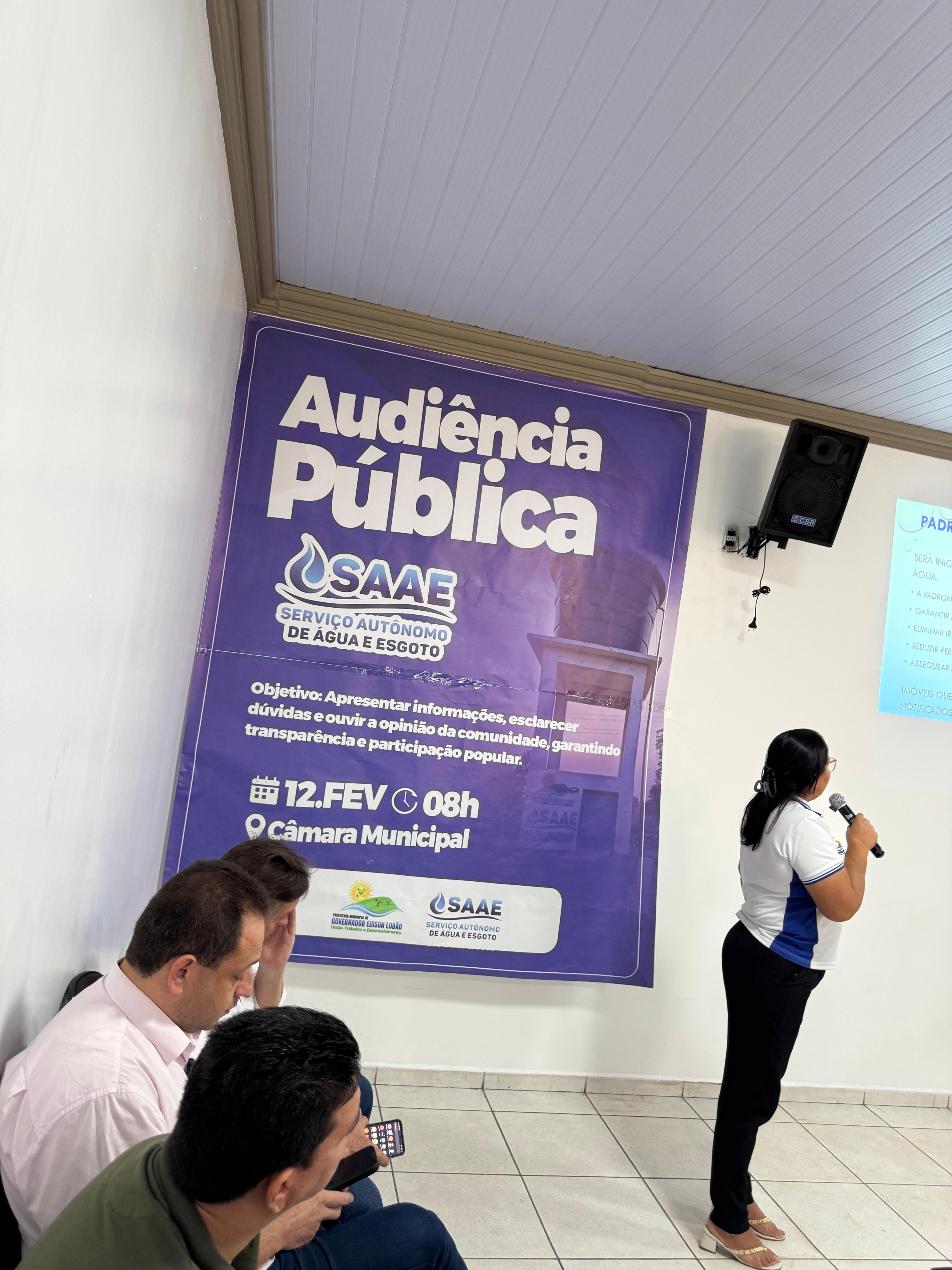 Audiência Pública discute abastecimento de água e serviços do SAAE no município