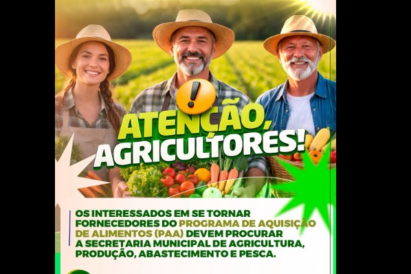 Prefeitura abre inscrições para Programa de Aquisição de Alimentos (PAA)