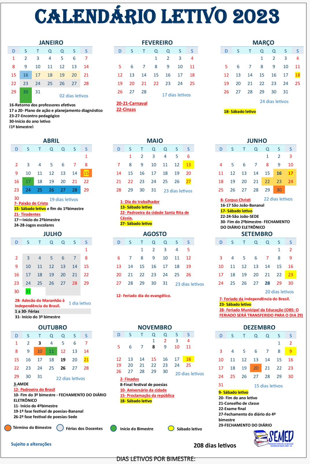 Calendário Letivo 2023