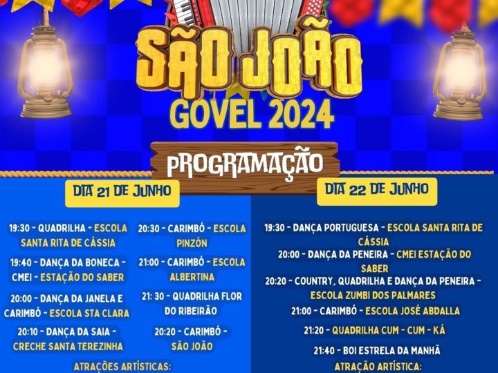 Começa hoje dia 21 a programação do São João de Governador Edison Lobão com apresentações na Praça Moisés Santos